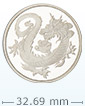 1 oz Rhodium Tuvalu South Sea Dragon Coin .999