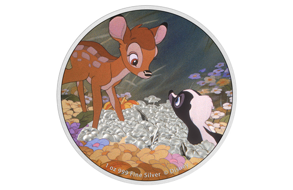 Buy 1oz Silver Bambi 80th Anniversary Bambi and Flower Coin (2022), image 0