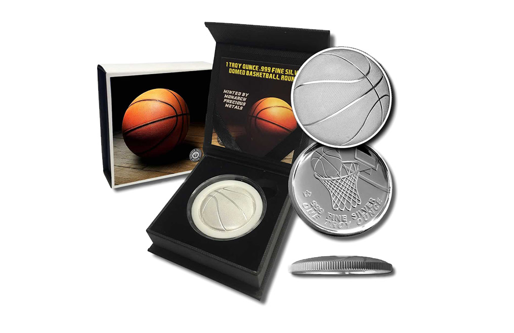 Buy 1 oz Silver Round .999 - 3D Domed Basketball, image 3