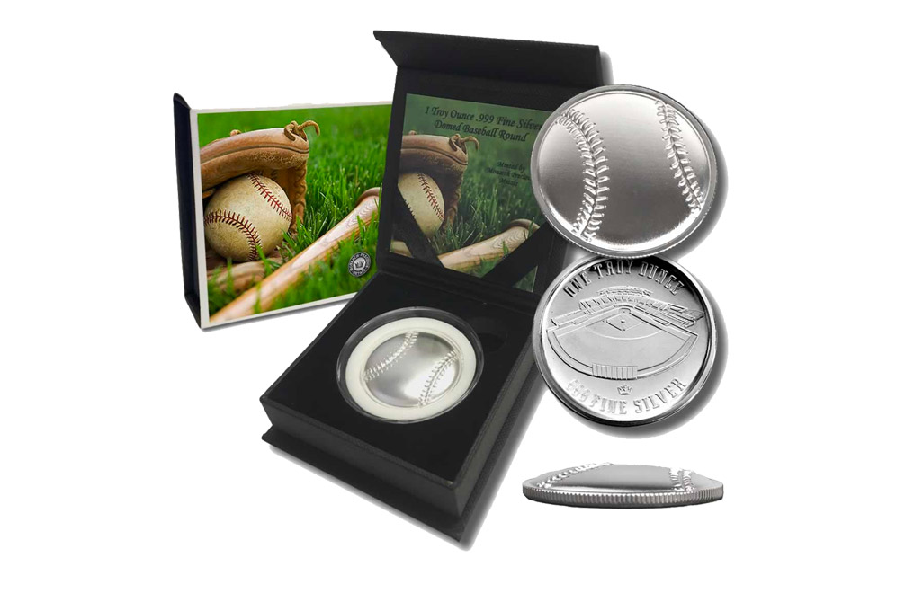 Buy 1 oz Silver Round .999 - Curved Domed 3D- Baseball, image 3