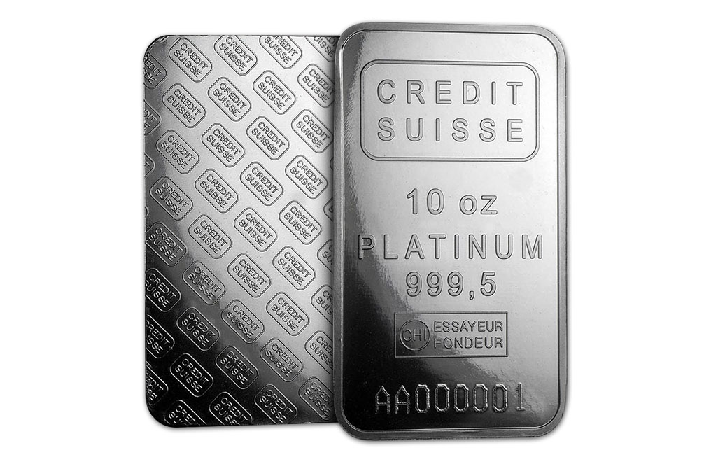 Buy 10 oz Platinum Credit Suisse Bars (w/assay certificate), image 2
