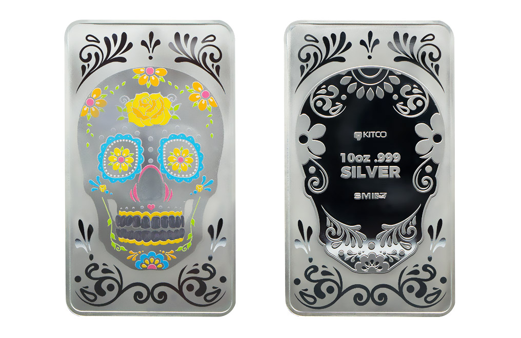 Buy 10 oz Silver Bar Set - Three Skulls .999, image 2