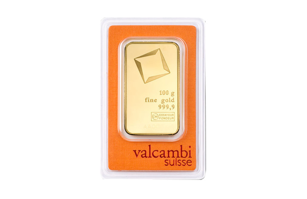 Sell Valcambi Suisse 100 g Gold Minted Bar (in Assay), image 0