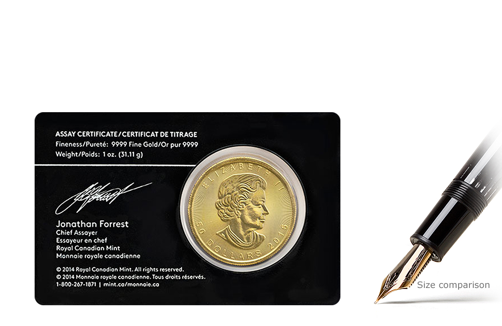 Buy 1 oz Canadian Gold Maple Leaf Coins with Assay Card, image 1