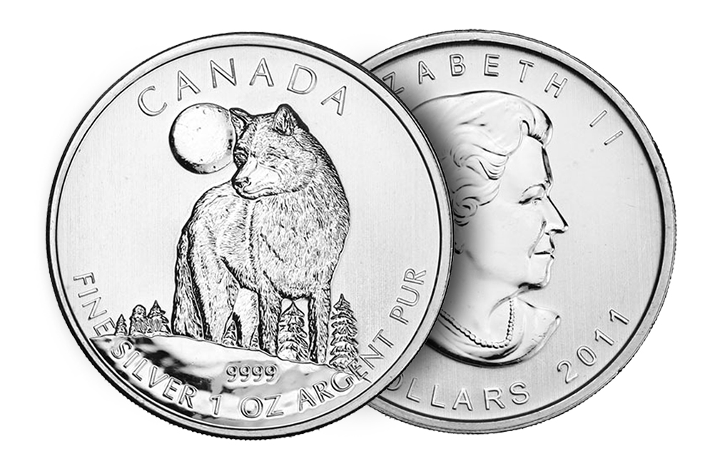Sell 2011 1 oz Silver Wolf Coins - Canadian Wildlife Series Coin, image 2