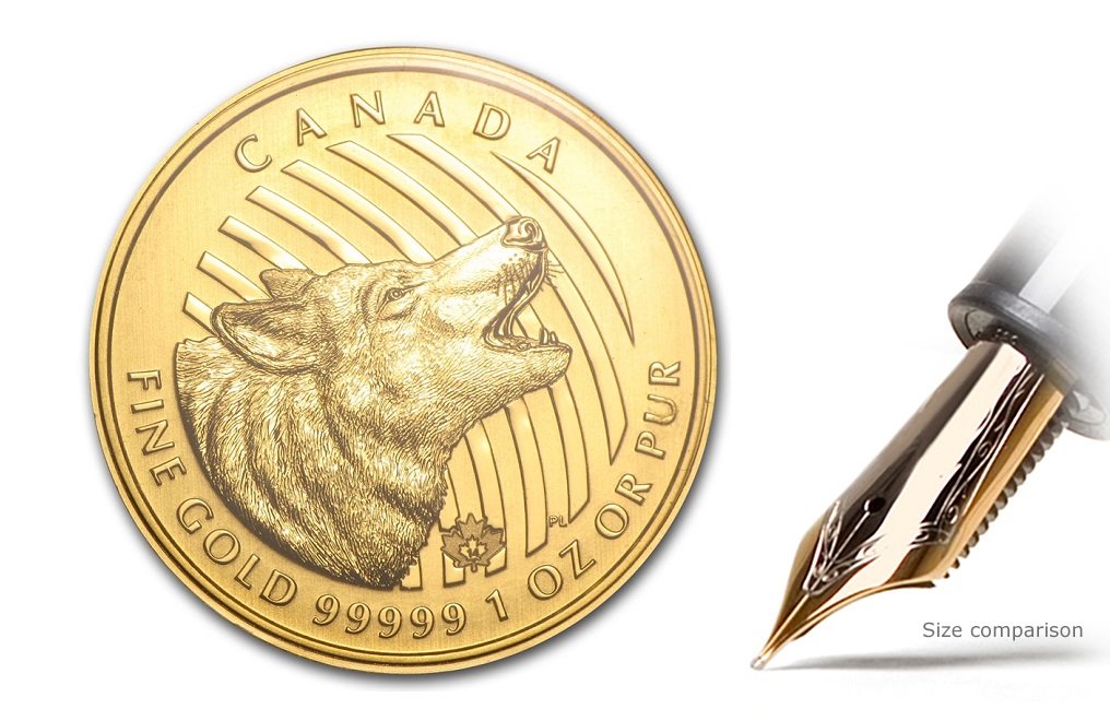 Sell 2014 1 oz Canadian Gold Howling Wolf Coins, image 2