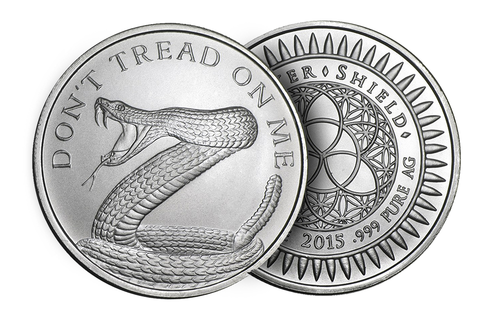 Buy 1 oz Silver ''Don't Tread On Me''- Silver Shield BU Round .999 (Random Year), image 2