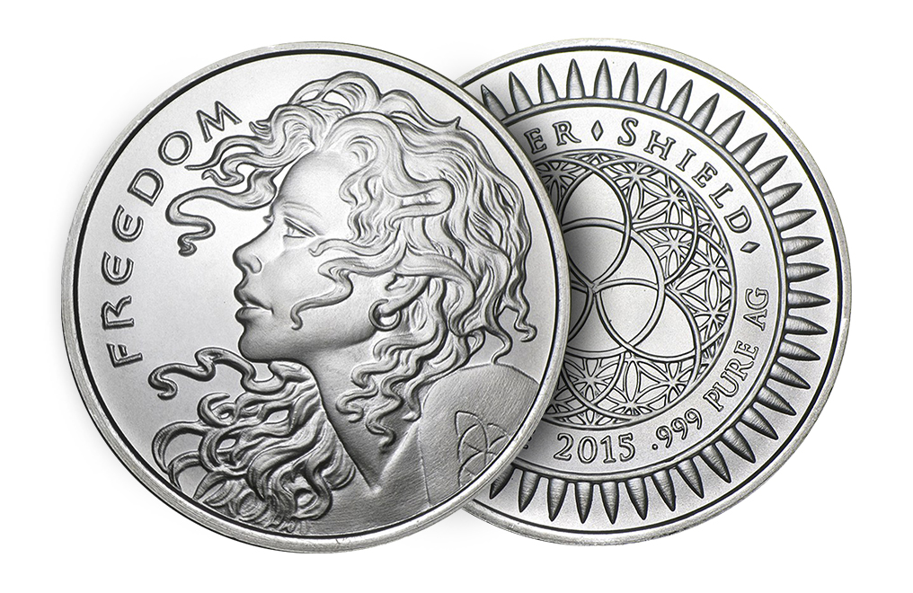 Buy 1 oz Freedom Girl Silver Shield Rounds (Random Year), image 2