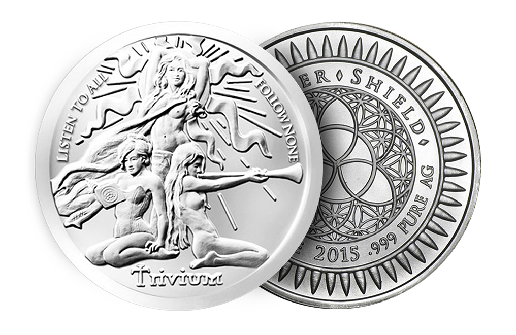 Buy 1 oz Silver Trivium Girls Silver Shield BU Round .999 (Random Year), image 2