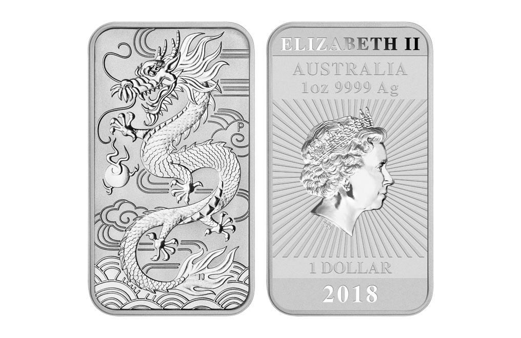 Sell 2018 1 oz Silver Australian Dragon Rectangular Coin, image 2