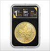 One ounce Canadian Maple gold coin in capsule for Kitco's exclusive MintFirst collection