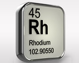 Silver square of Rhodium showing element 45 atomic weight 102.90550