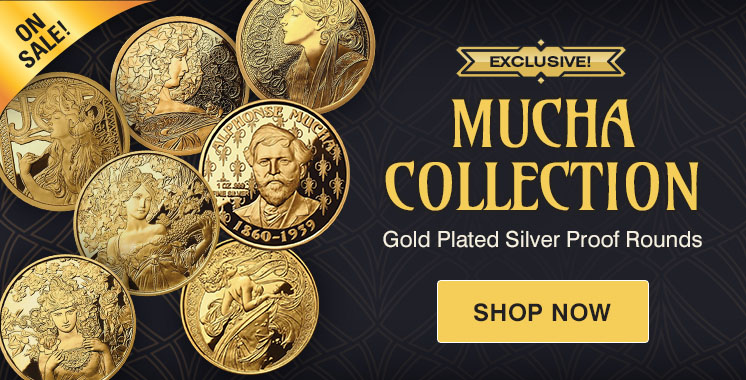 Gold Plated Silver Mucha Rounds Sale