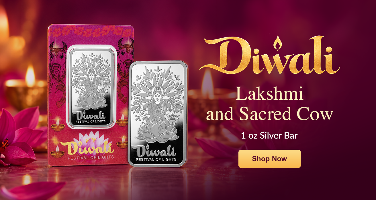 1 oz Silver Diwali Lakshmi and Sacred Cow Bar