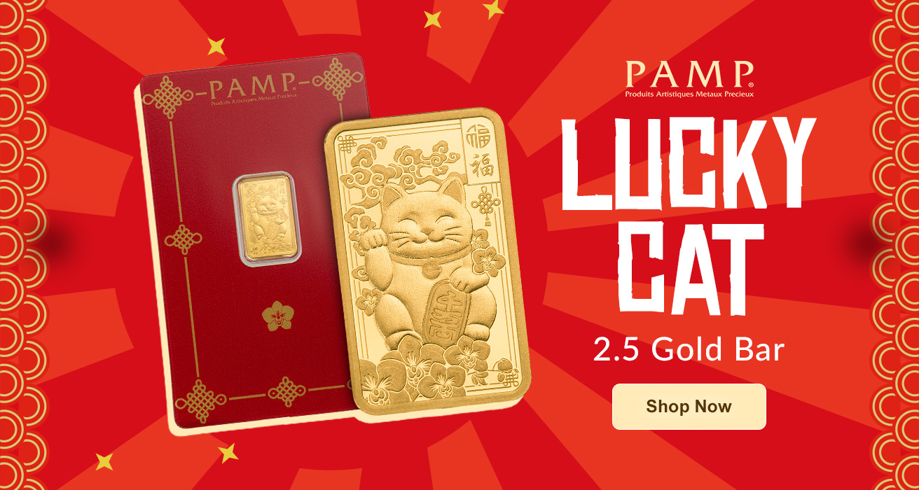2.5 oz Gold Lucky Cat Bar