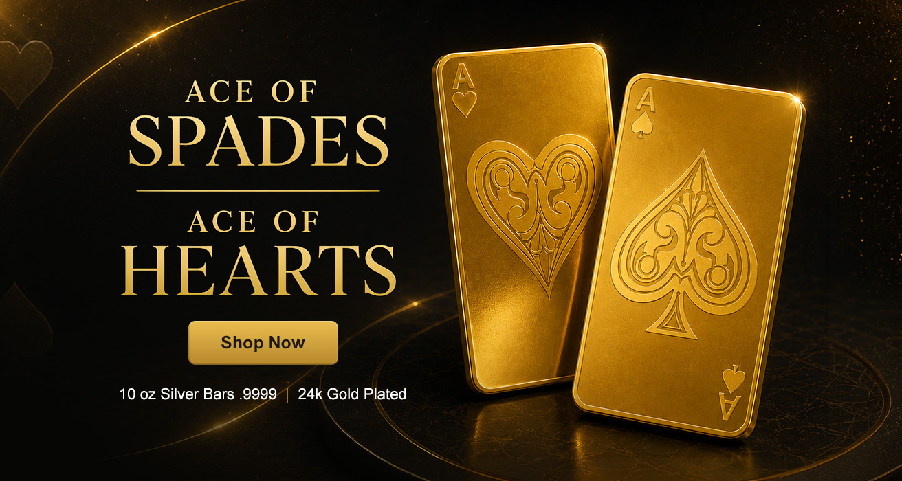 10 oz Gold Plated Ace of Spades and Ace of Hearts Bars