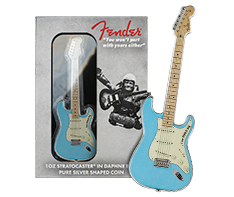 	1 oz Silver Daphne Blue Fender� Stratocaster� Coin