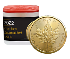 2022 MintFirst 1oz Gold Maple Leaf Coins (tube of 10)