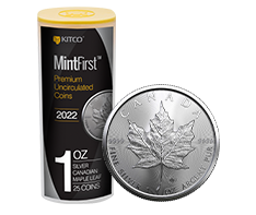 2022 MintFirst 1 oz Silver Maple Coins (tube of 25)