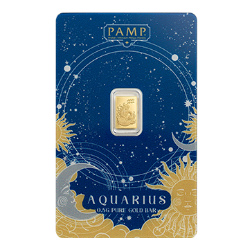 0.5 g Gold Zodiac Aquarius Bar