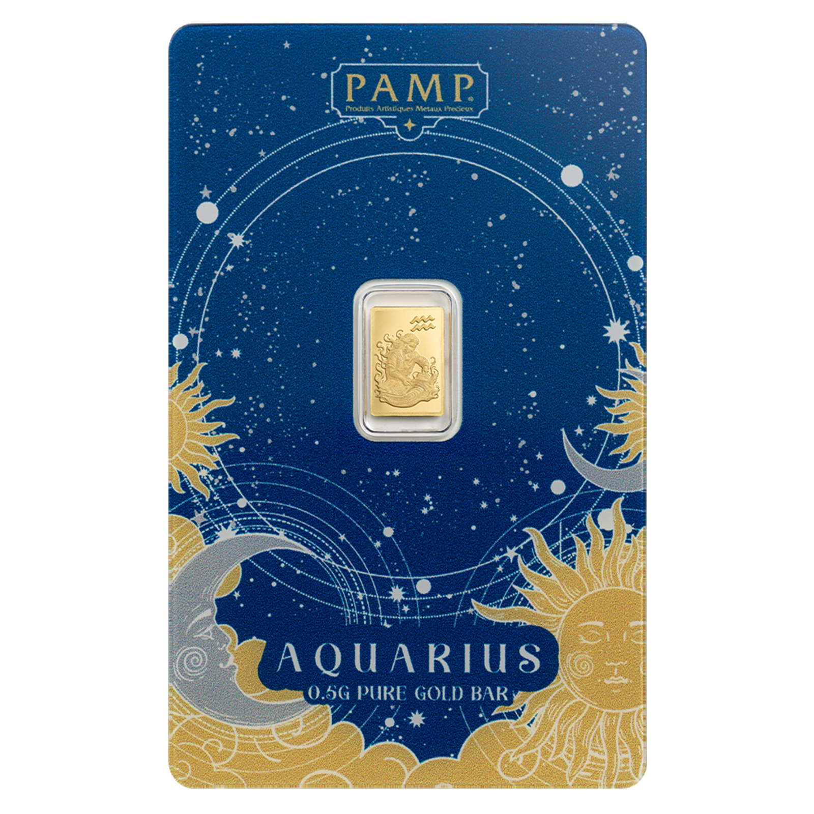 Buy 0.5 g Gold Zodiac Aquarius Bar, image 0