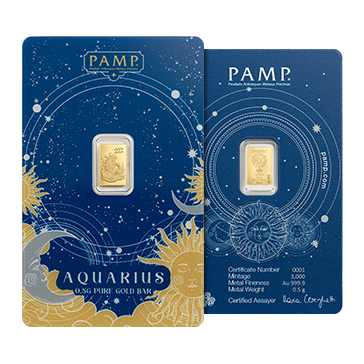 Buy 0.5 g Gold Zodiac Aquarius Bar, image 4
