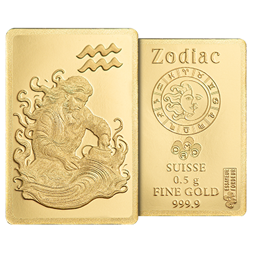 Buy 0.5 g Gold Zodiac Aquarius Bar, image 5
