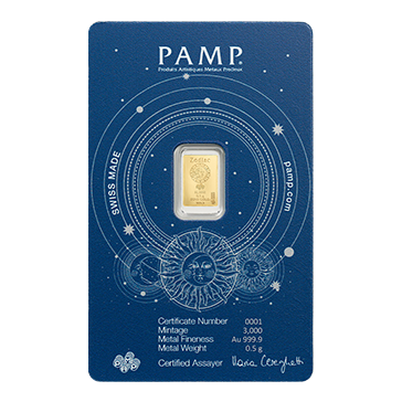 Buy 0.5 g Gold Zodiac Gemini Bar, image 1
