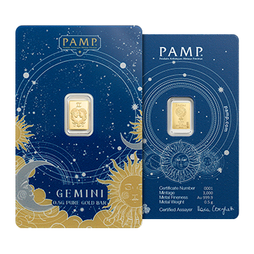 Buy 0.5 g Gold Zodiac Gemini Bar, image 4