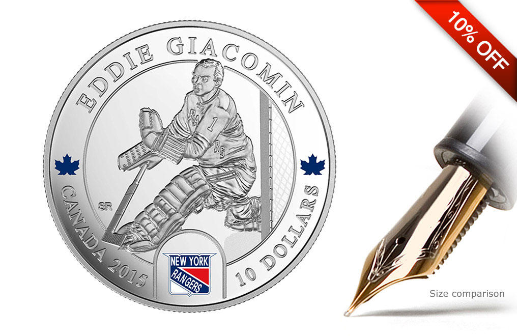 Buy 1/2 oz Silver NHL® Goalie Coins: Eddie Giacomin, image 0