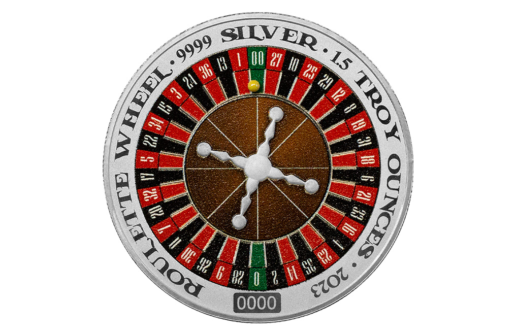 Buy 1.5 oz Silver Spinning Roulette Wheel Coin (2023), image 0