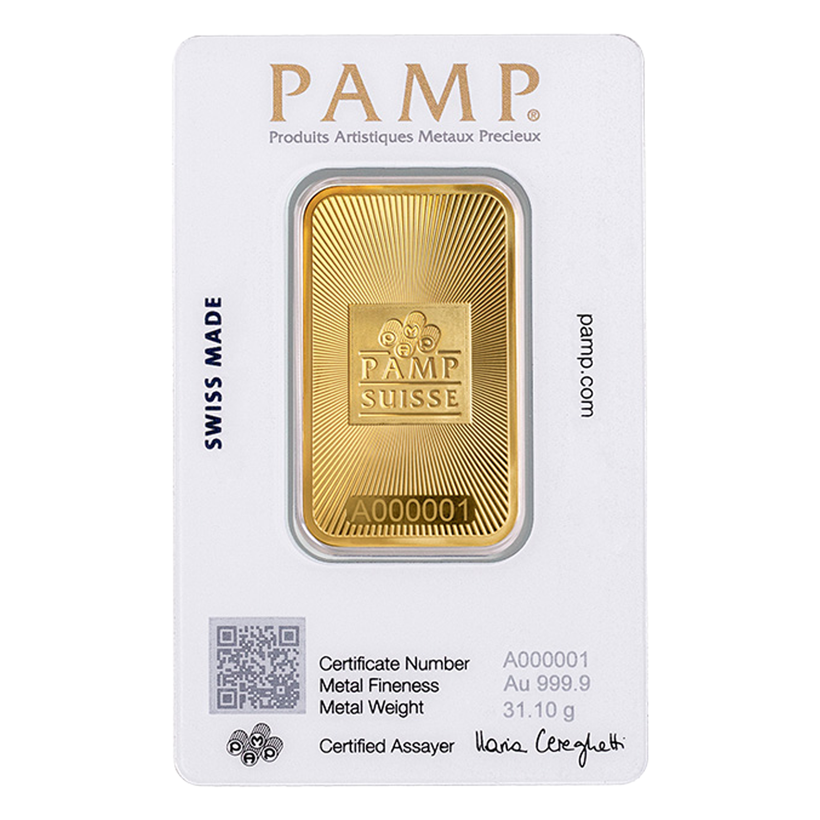 1 oz Gold Bars - PAMP Suisse (w/ assay), image 1