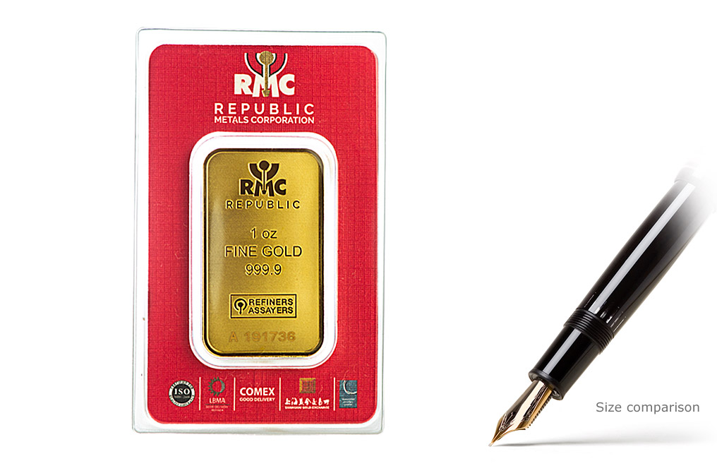RMC 100 gram Republic Metals w/Assay Gold Bar .9999 Fine Serial # A000001 