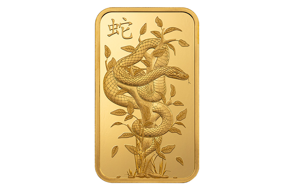 Buy 1 oz Gold Year of the Snake PAMP White Snake Bar, image 3