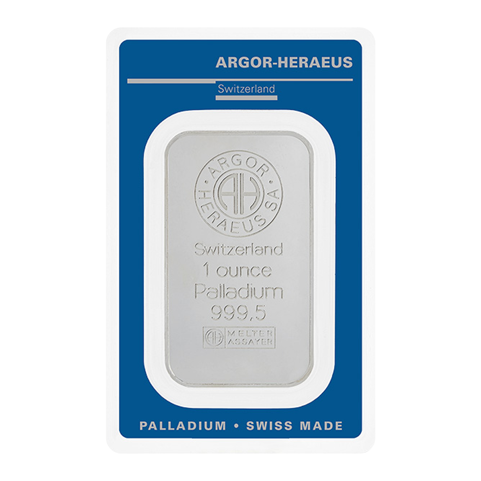 1 oz Palladium Bars - Argor Heraeus (w/ assay), image 0