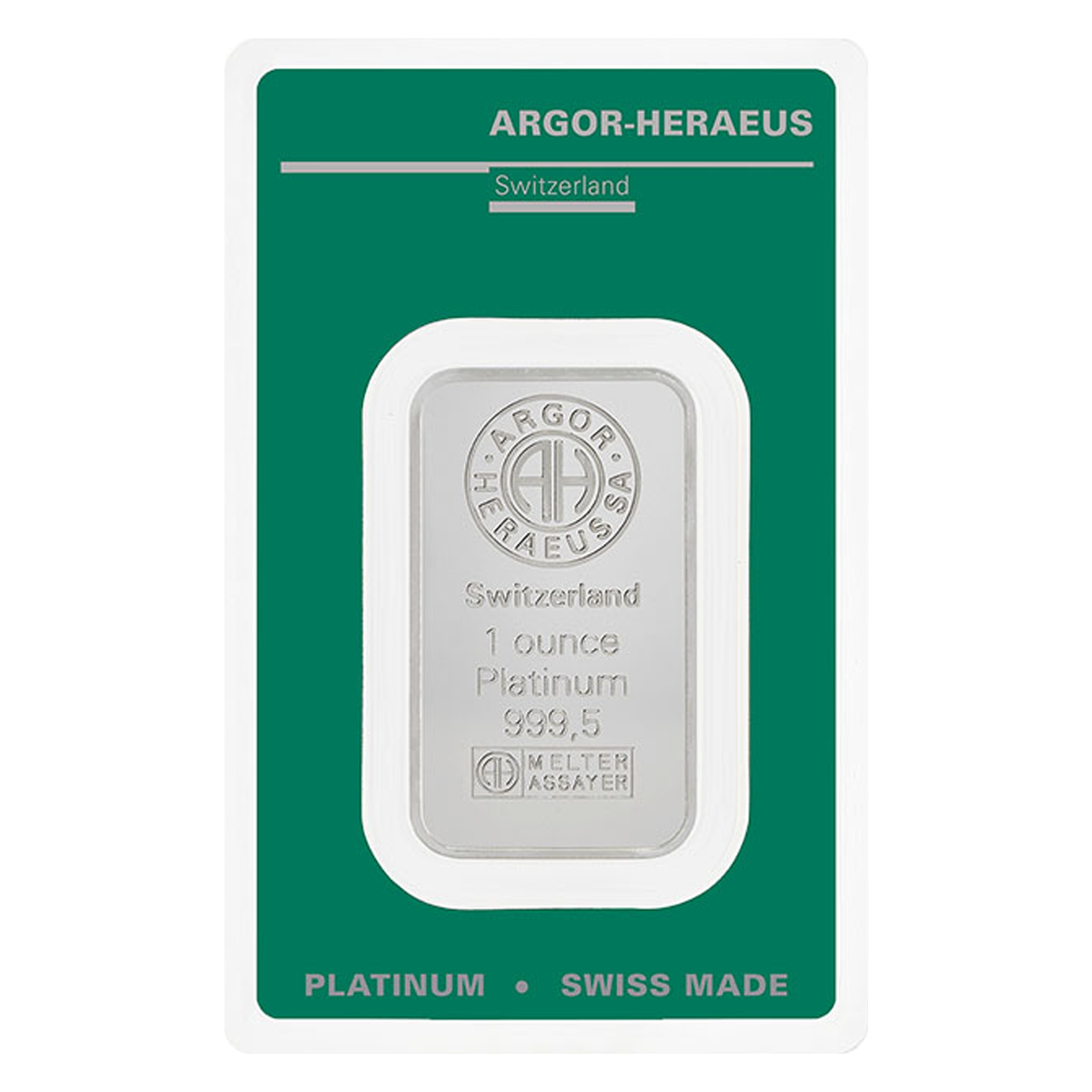 1 oz Platinum Argor Heraeus Bars, image 0
