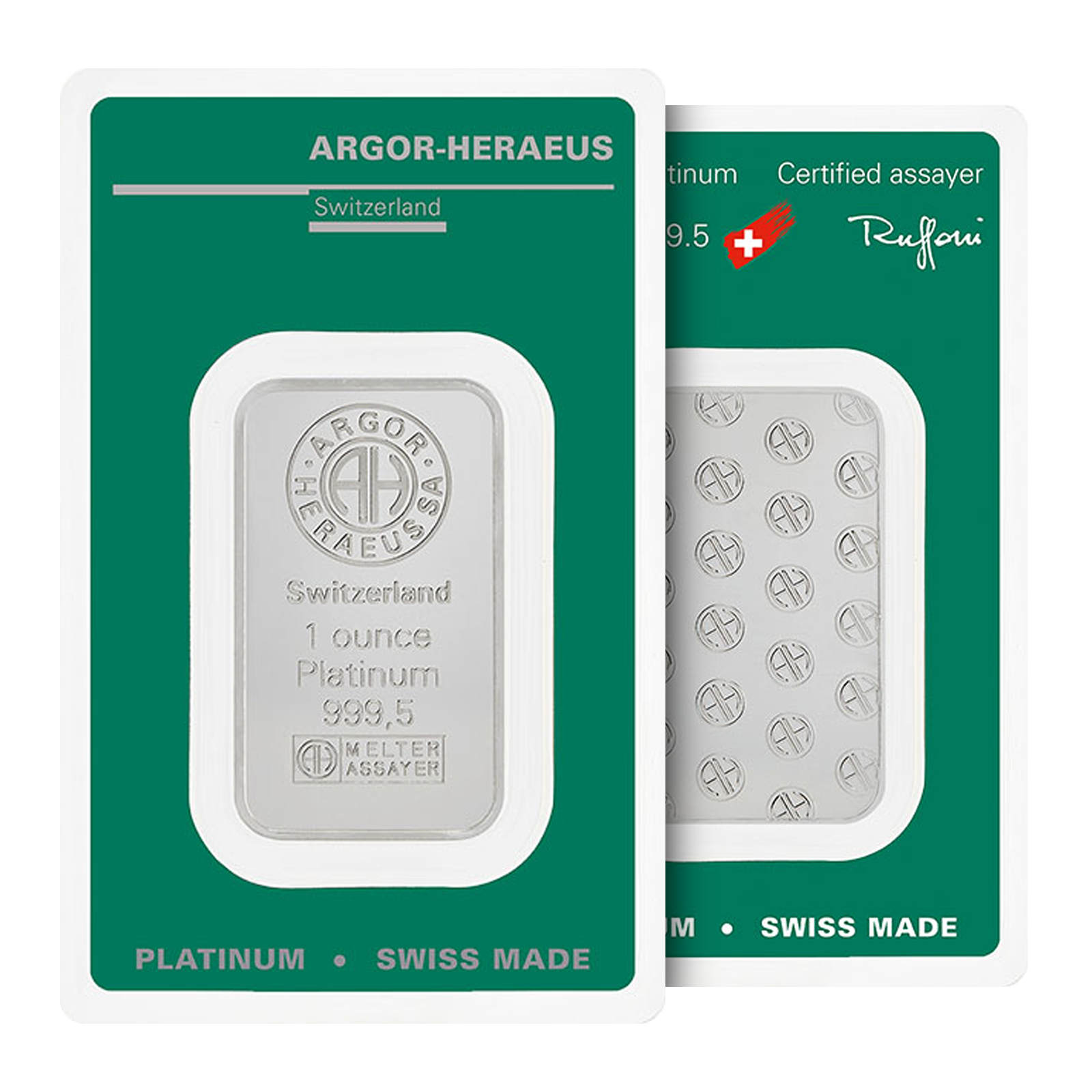 1 oz Platinum Argor Heraeus Bars, image 2