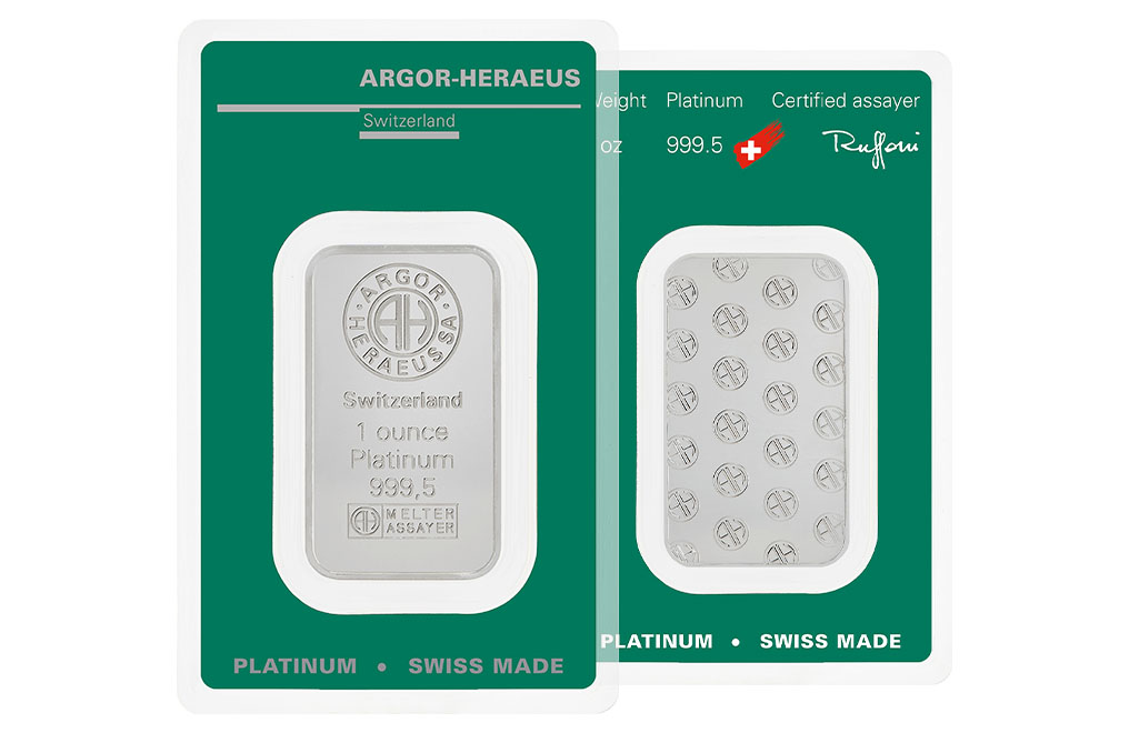 Buy 1 oz Platinum Argor Heraeus Bars, image 3