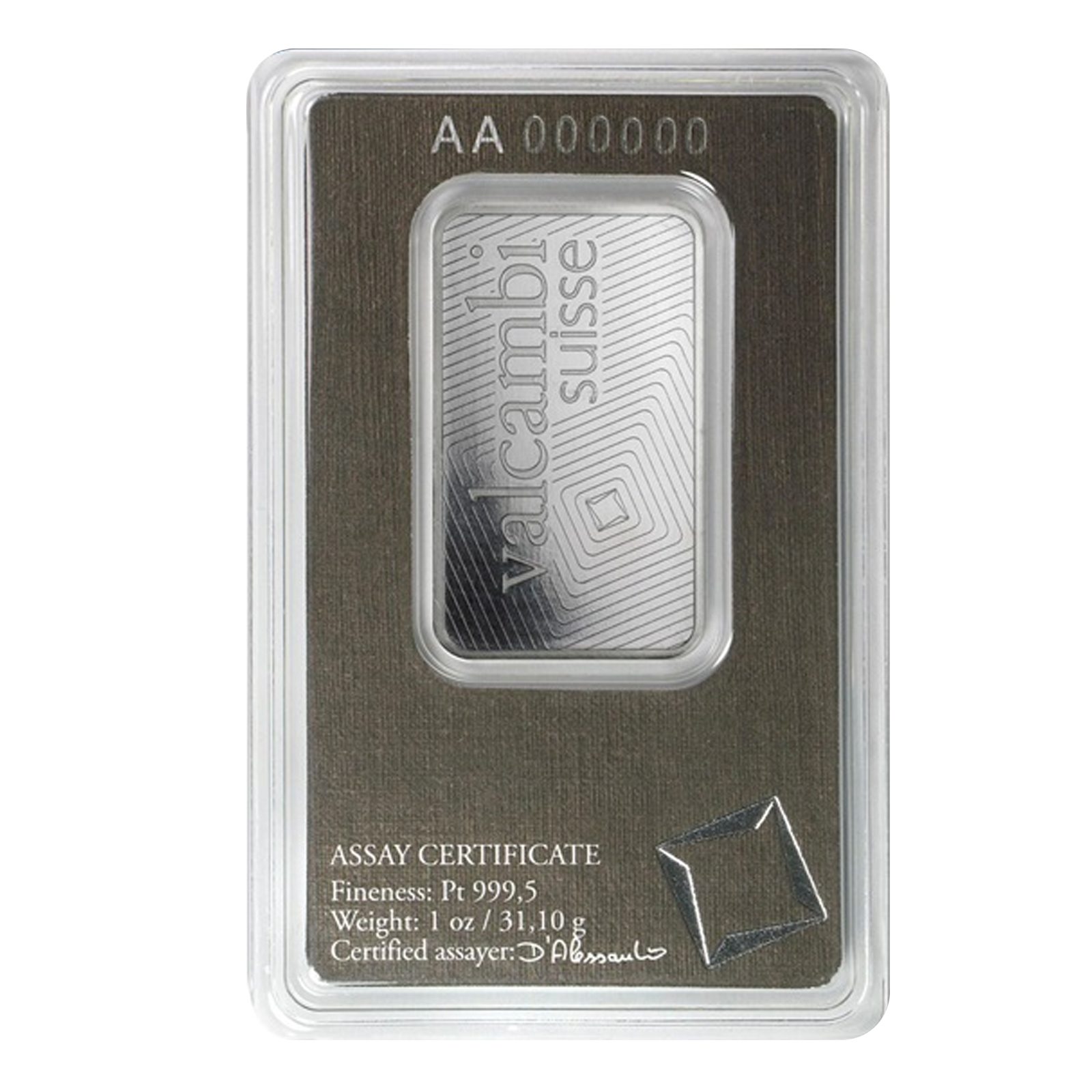 1 oz Platinum Valcambi Suisse Bars, image 1