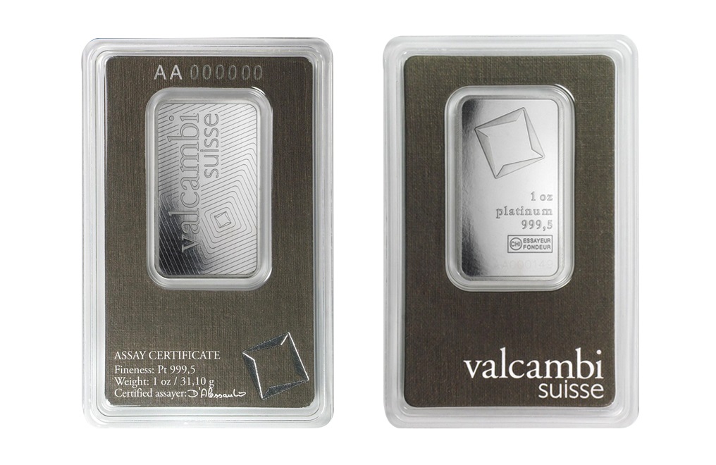 Sell 1 oz Platinum Valcambi Suisse Bars (in certificate only), image 2