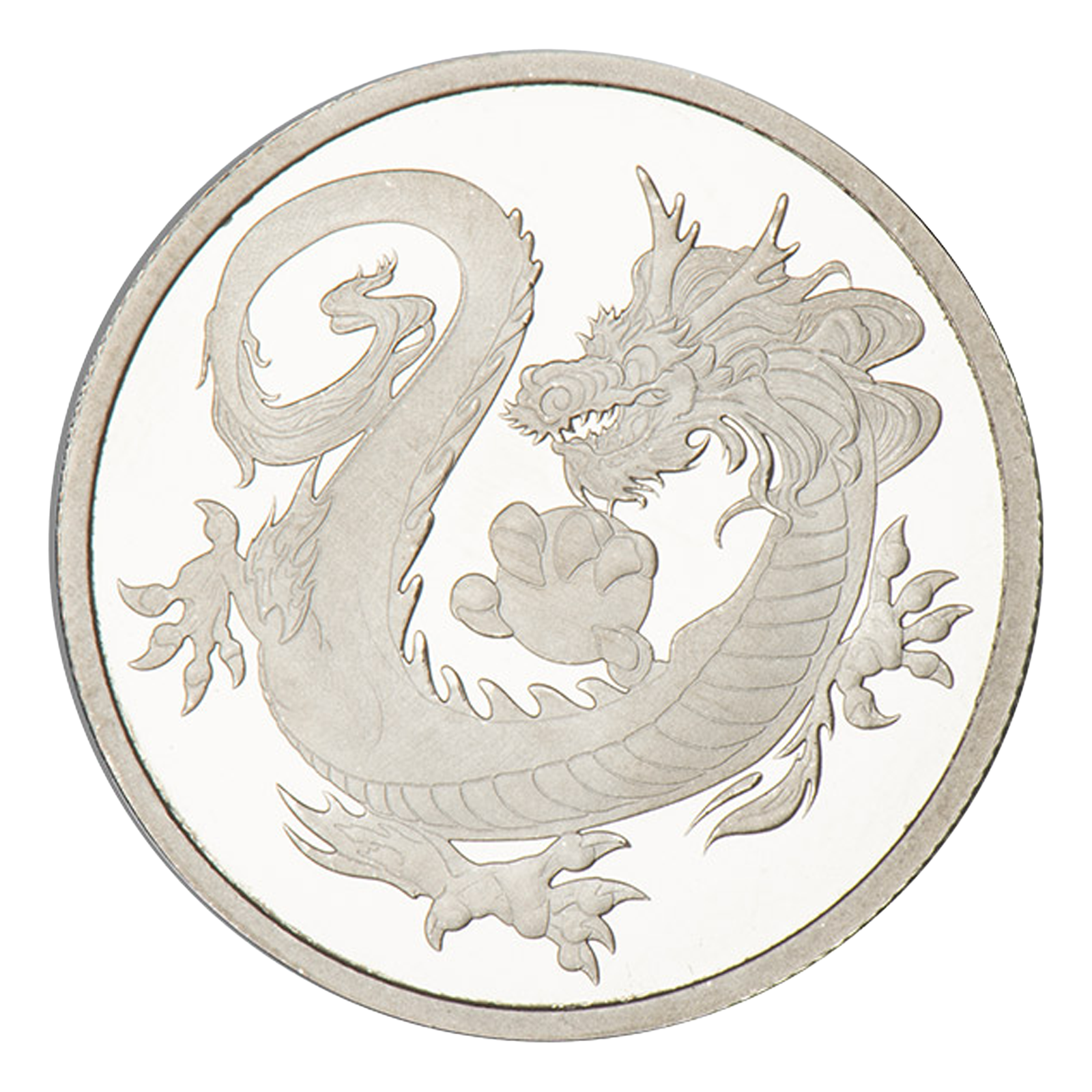 1 oz Rhodium Tuvalu South Sea Dragon Coin, image 0
