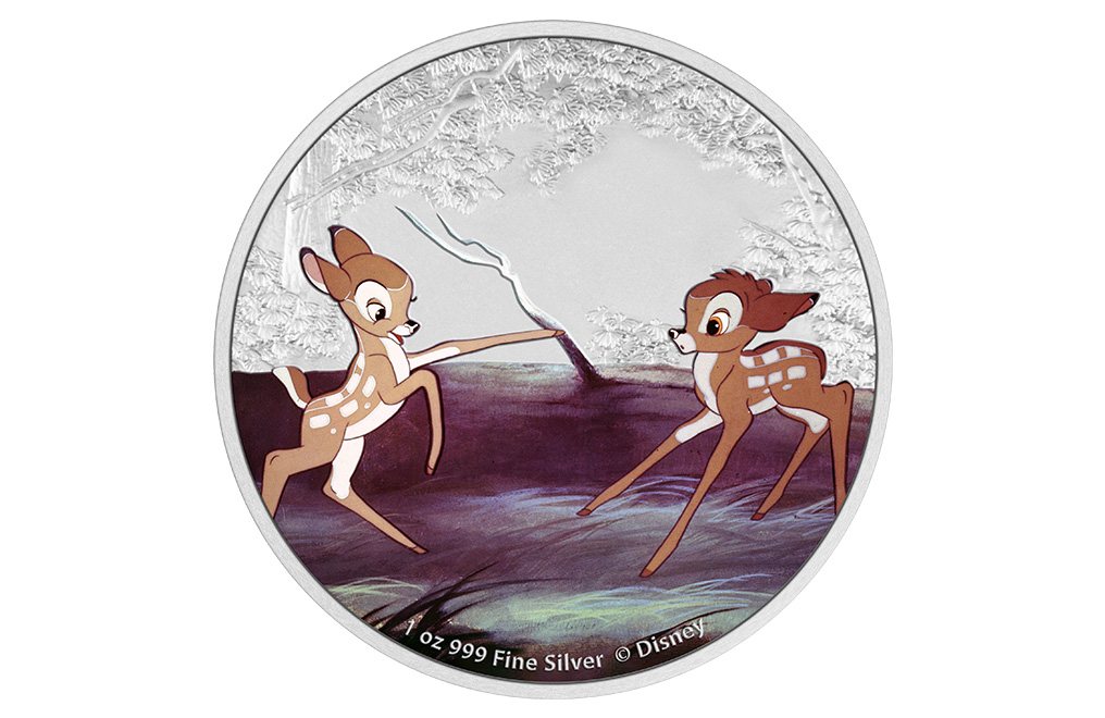 Buy 1 oz Silver Bambi 80th Anniversary Bambi and Faline Coin (2022), image 0
