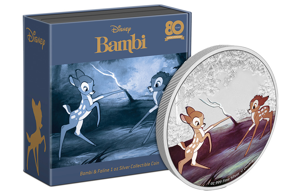 Buy 1 oz Silver Bambi 80th Anniversary Bambi and Faline Coin (2022), image 2