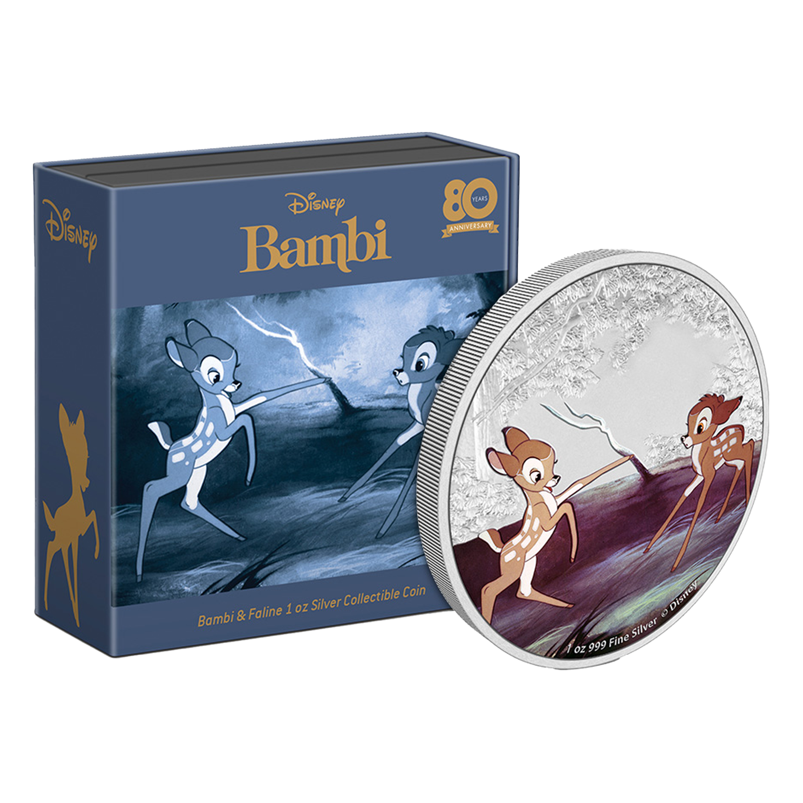 Buy 1 oz Silver Bambi 80th Anniversary Bambi and Faline Coin (2022), image 2