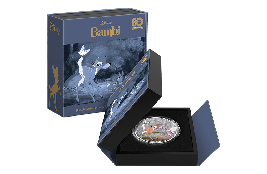 Buy 1 oz Silver Bambi 80th Anniversary Bambi and Butterfly Coin (2022), image 3