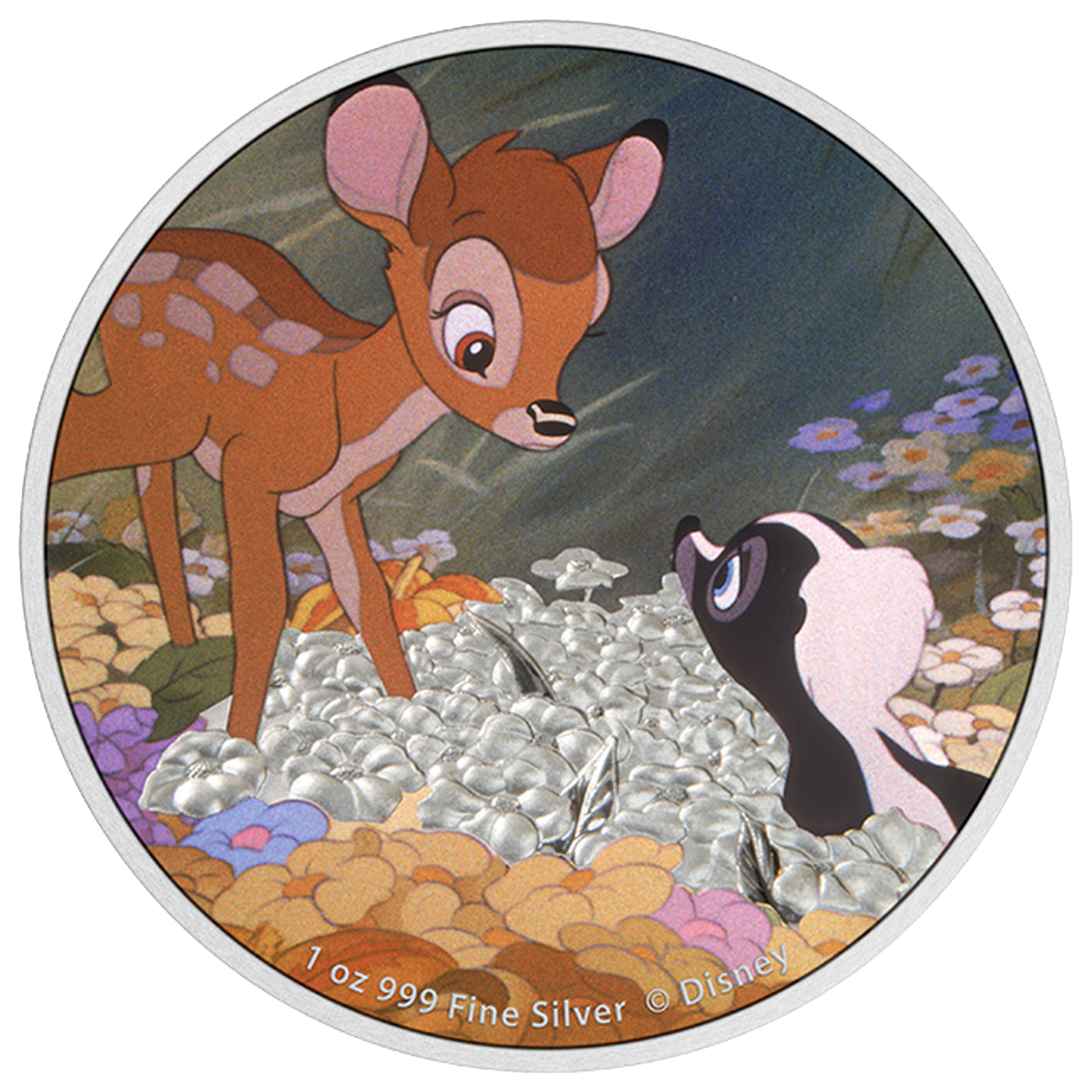 Buy 1oz Silver Bambi 80th Anniversary Bambi and Flower Coin (2022), image 0