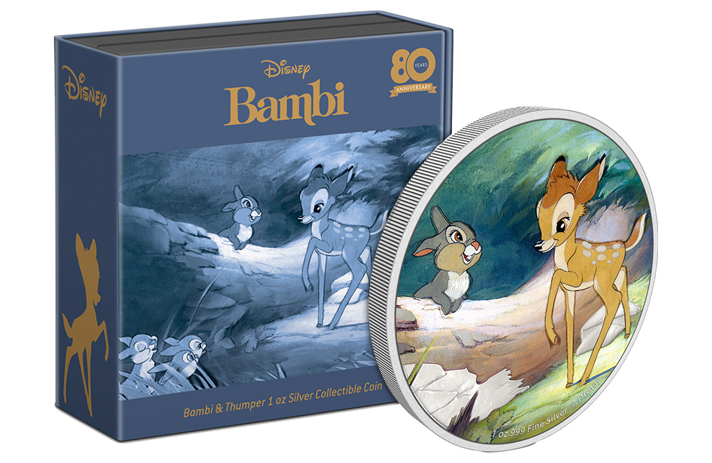 Buy 1 oz Silver Bambi 80th Anniversary Bambi and Thumper Coin (2022), image 2