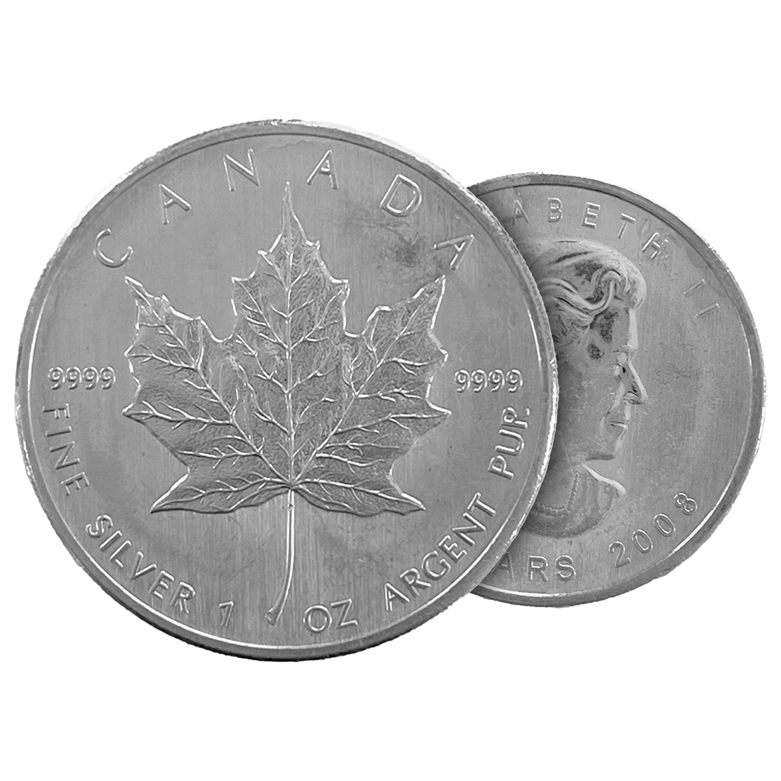 1 oz Canadian Silver Maple Leaf Coins (wear & tear), image 2
