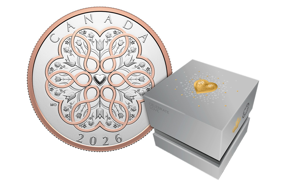 Buy 1 oz Silver Celebrate Love Rose Gold Plated Coin (2026) {US Shipping the week of Feb 16th}, image 2