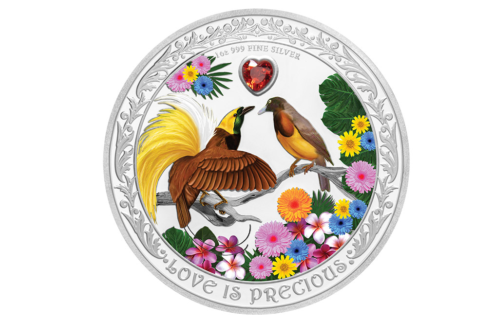 Buy 1 oz Silver Coin .999 - Love is Precious - Birds of Paradise, image 0